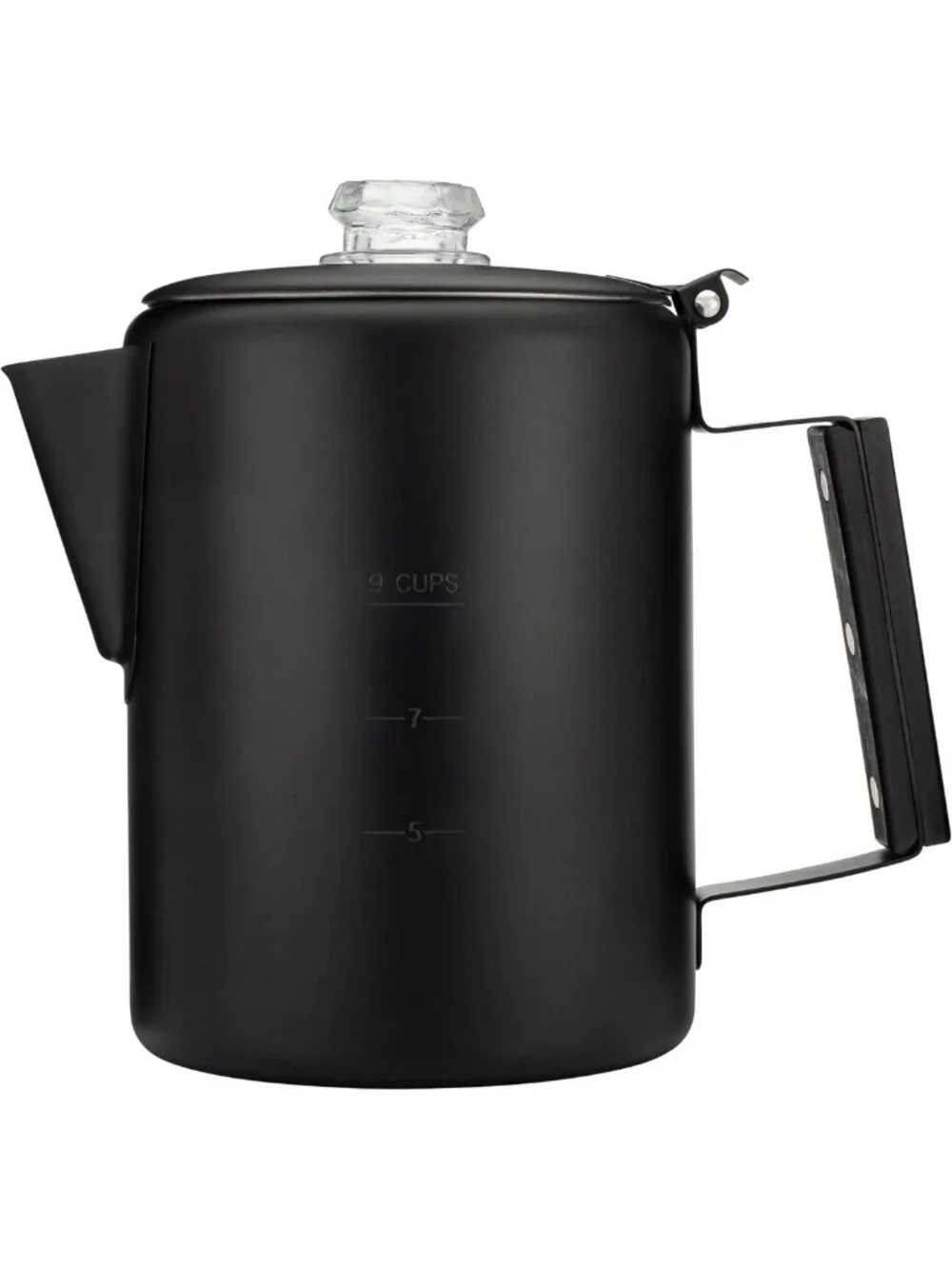Sleek Black Percolator Coffee Pot - 9 Cup Camping Coffee Maker - No